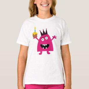 Fun scary monster wearing a hat girl's t-shirt