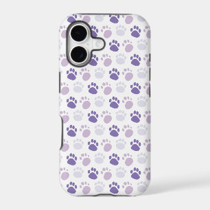Fun Scattered Paw Prints Purple and White