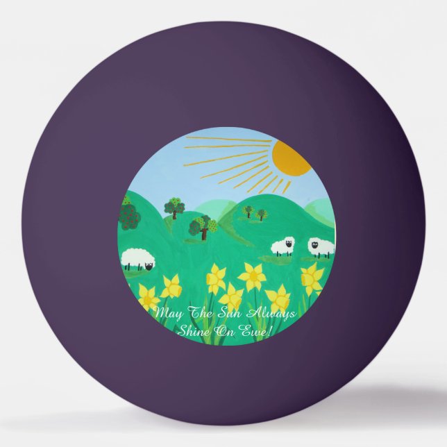 fun scenic illustration of cute sheep ping pong ball (Front)