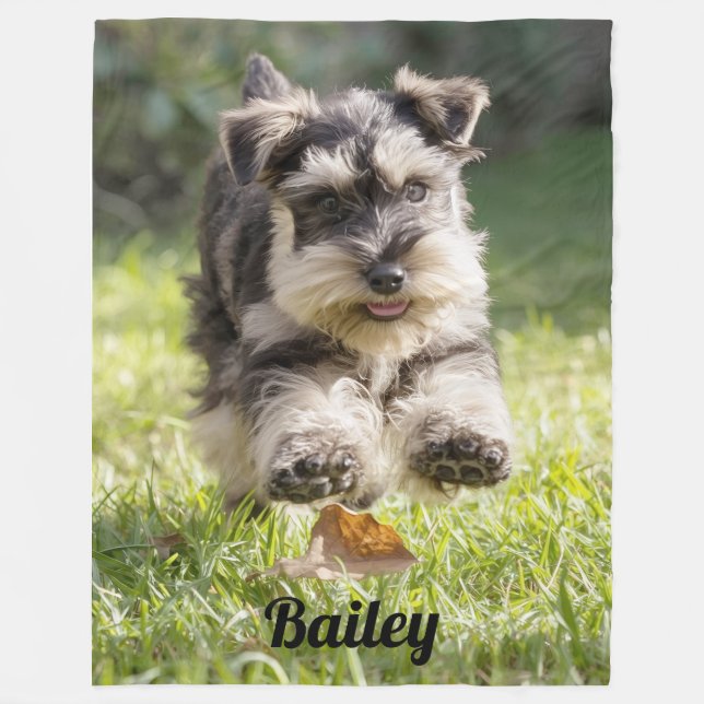 Fun Schnauzer Personalised Fleece Blanket (Front)