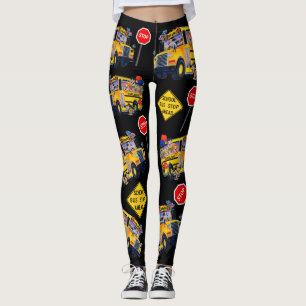 Fun School Bus Driver Party Pattern Leggings