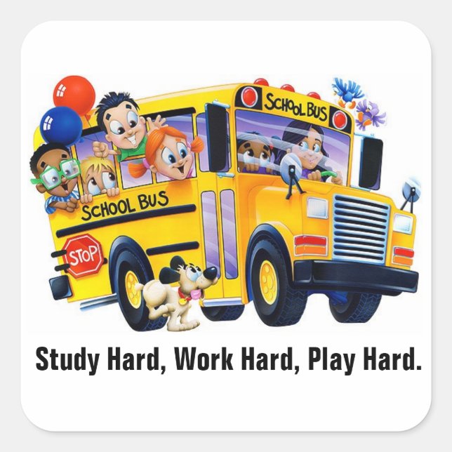 Fun School Bus Driver Party T Shirts Personalised Square Sticker (Front)