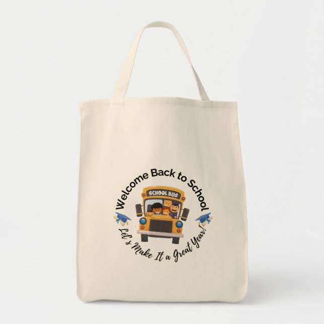 Fun School Bus Tote for Kids Bag (Front)