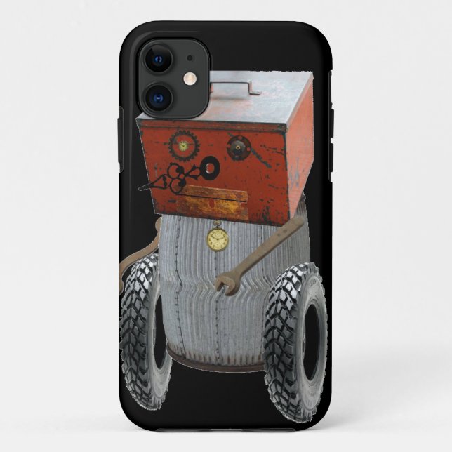 Fun Sci Fi Metal Robot Iphone Case (Back)