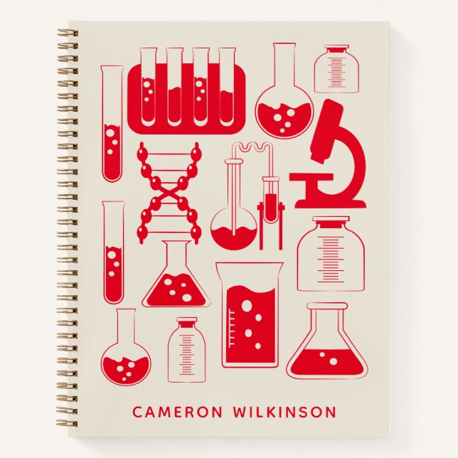 Fun Science Chemistry Laboratory Custom Red Notebook (Front)