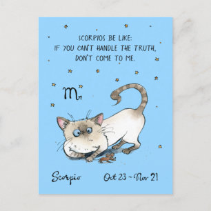 Fun Scorpio postcard Zodiac Cat Star sign postcard