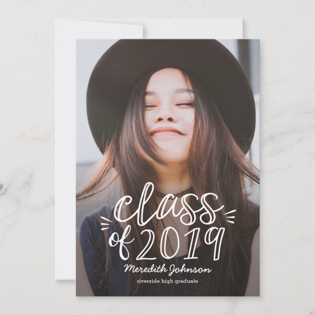 Fun Script Graduation Announcement Invitation (Front)