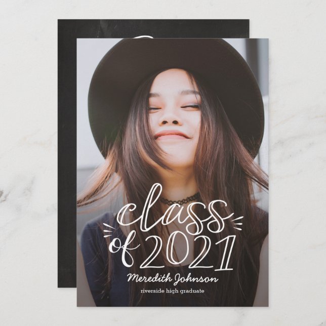 Fun Script Graduation Announcement Invitation (Front/Back)