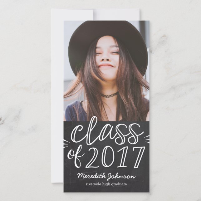 Fun Script Graduation Photo Card Announcement (Front)