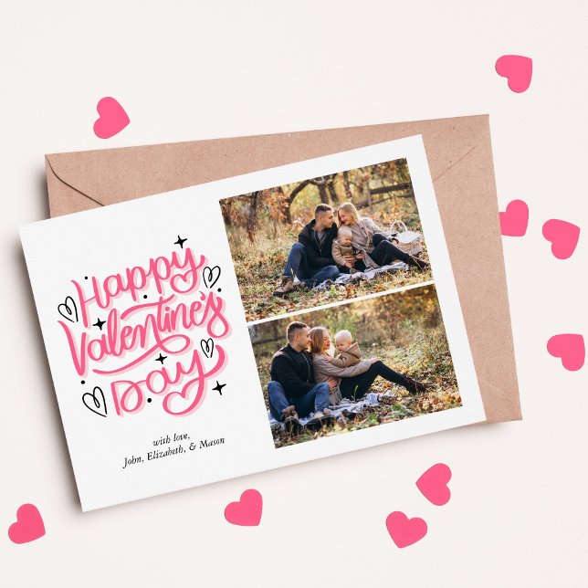 Fun Script "Happy Valentines Day" 2 Photo Gallery Holiday Card (Creator Uploaded)