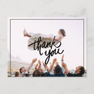 Fun Script Modern Photo Wedding Thank You Postcard