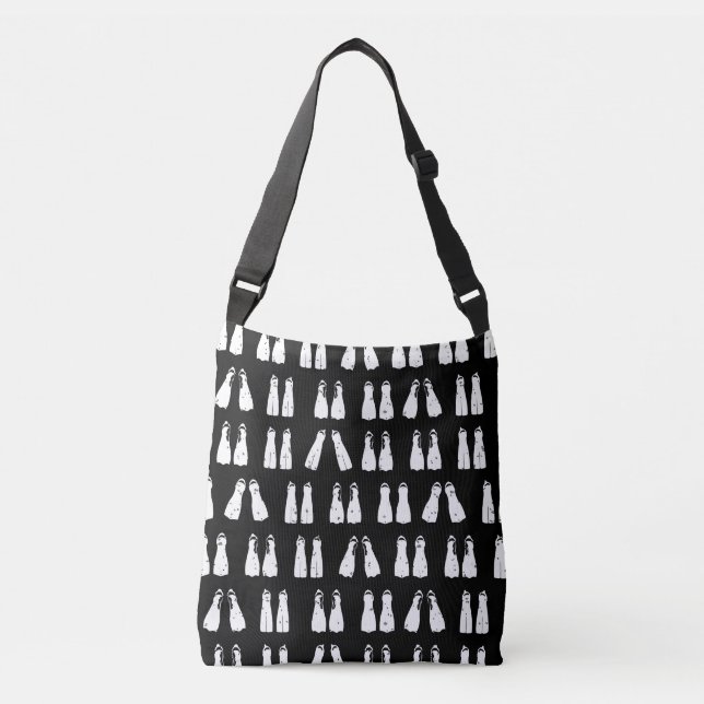 Fun Scuba Diving Fins Pattern on Black Crossbody Bag (Front)