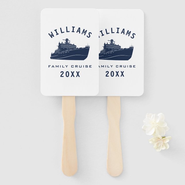 Fun Sea Cruise Ship Family Reunion Summer Vacation Hand Fan (Front and Back)