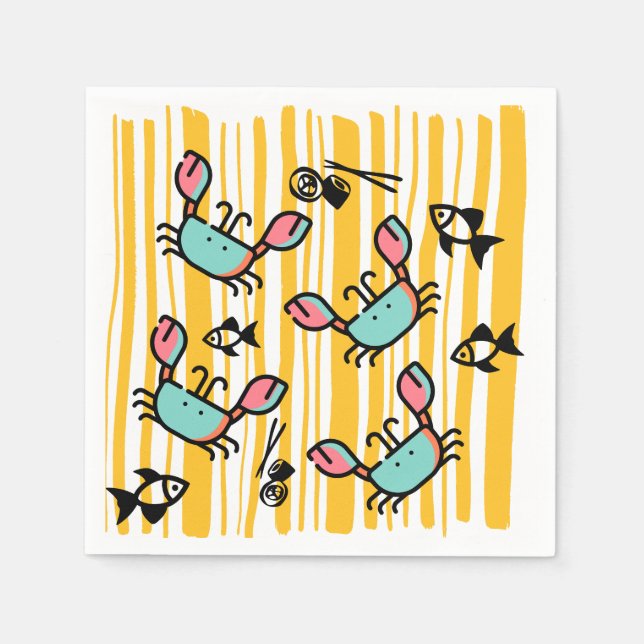 Fun Seafood Crab Fish  Napkin (Front)