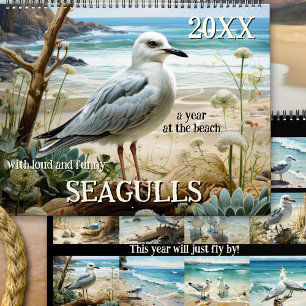 Fun Seagull Art Coastal  Calendar