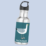 Fun Seagull Personalised 532 Ml Water Bottle<br><div class="desc">A cheeky seagull standing by the deep green ocean. Perfect for those who love all things coastal.  Customise by changing the name.</div>