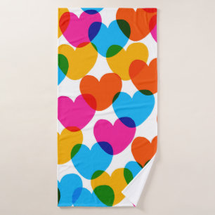 Fun seamless vintage love heart background in pret bath towel
