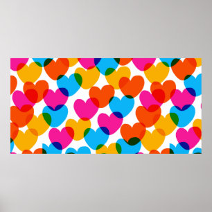 Fun seamless vintage love heart background in pret poster