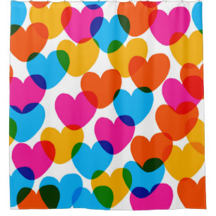 Fun seamless vintage love heart background in pret shower curtain