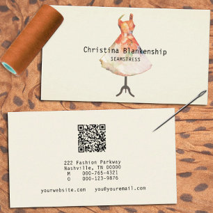 Fun Seamstress Mannequin Torso QR Code Custom Business Card