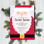 FUN Secret Santa Gift Exchange Party Invitation<br><div class="desc">Super cute Santa Claus Secret Santa Christmas Party Invitation featuring a santa beard with red suit and a black belt with gold highlights.  Easy to personalise with your holiday Christmas party information.  Contemporary invitation for your secret santa themed gift exchange party!</div>