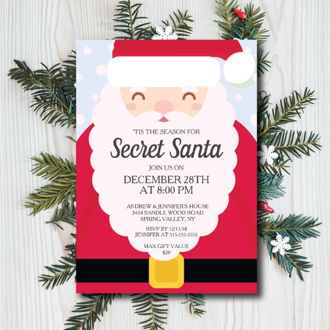 FUN Secret Santa Gift Exchange Party Invitation (Creator Uploaded)