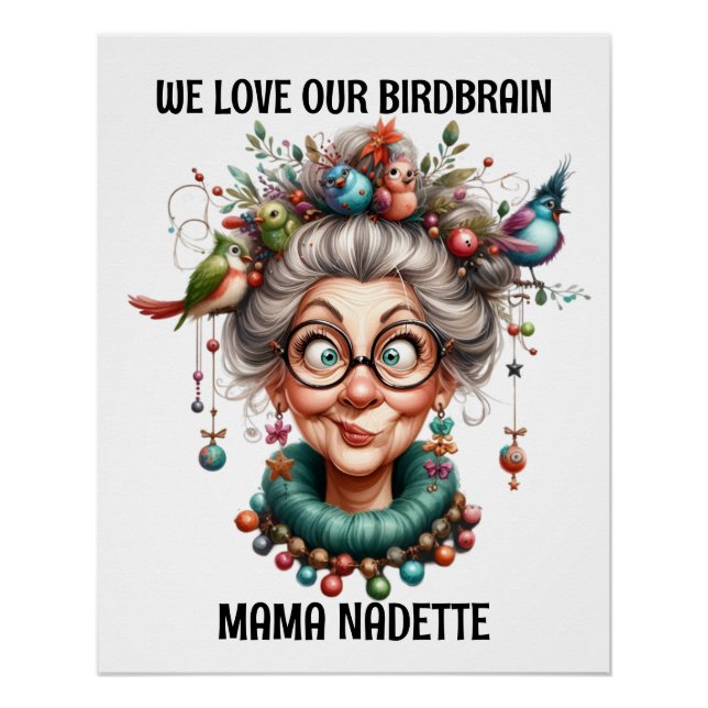 Fun Senior With Birds Poster (Front)