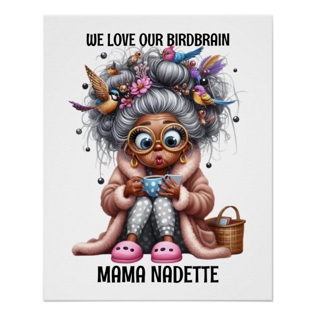 Fun Senior With Birds Poster (Front)