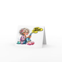 Fun Senior With Coffee and Cell Phone