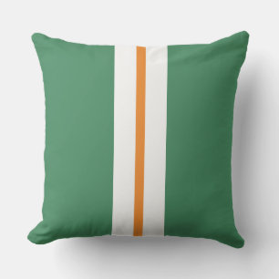 Fun Shade Green Warm Orange White Centre Stripes  Cushion