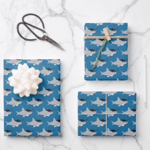 Fun Shark Graduation Wrapping Paper Sheet