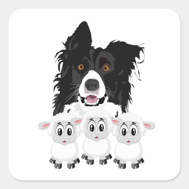 Fun Sheep Herding Dog Square Sticker (Front)