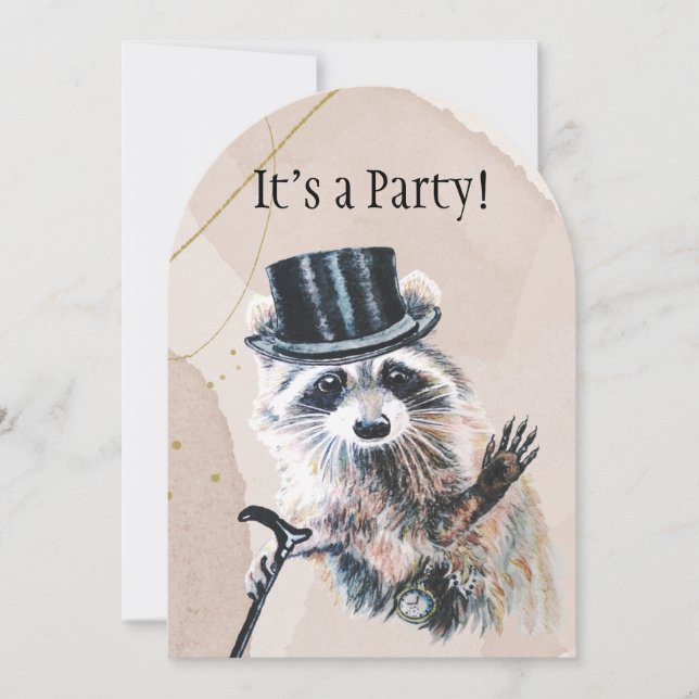 Fun Silly Formal Attire Racoon Animal BIrthday Invitation (Front)