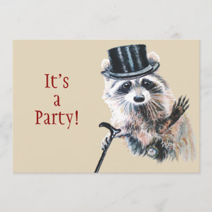 Fun Silly Formal Attire Racoon Animal BIrthday Invitation