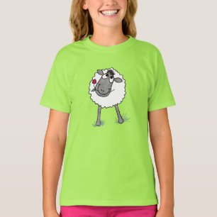 Fun Silly Sheep with Flower, Girls Hoodie T-Shirt