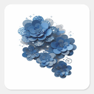 Fun Silver BLUE FLORAL GLOW Sticker Print