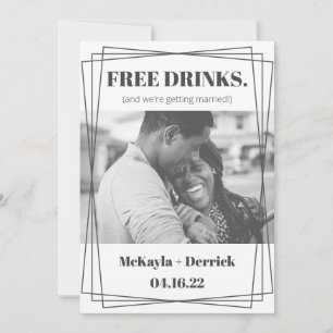 Fun Simple Modern Free Drinks Save the Date Invitation