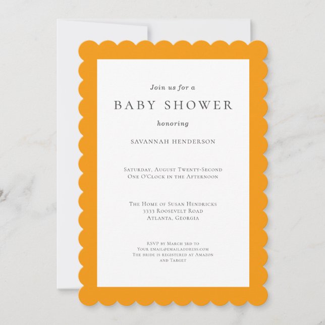 Fun Simple Orange Baby Shower Invitation (Front)