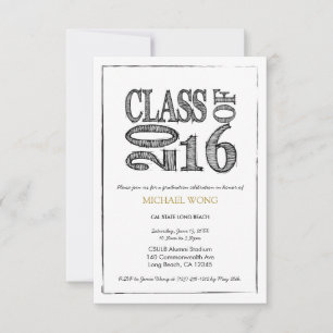 Fun & Simple Pen Sketch Class of 2016 Invitation