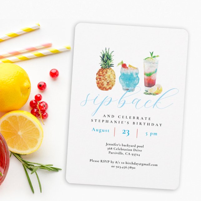 Fun Sip Back Cocktails Birthday Party  Invitation (Creator Uploaded)