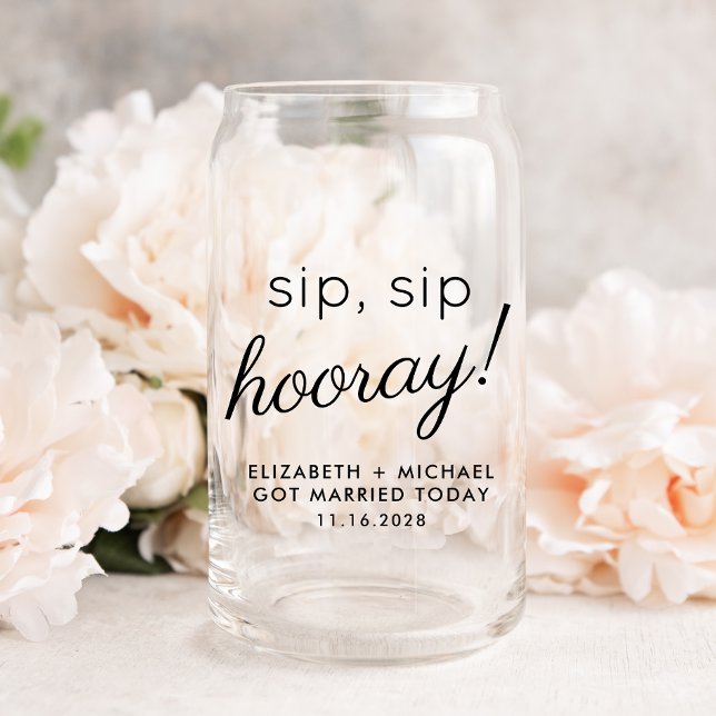 Fun Sip Sip Hooray Wedding Favour Can Glass (Creator Uploaded)