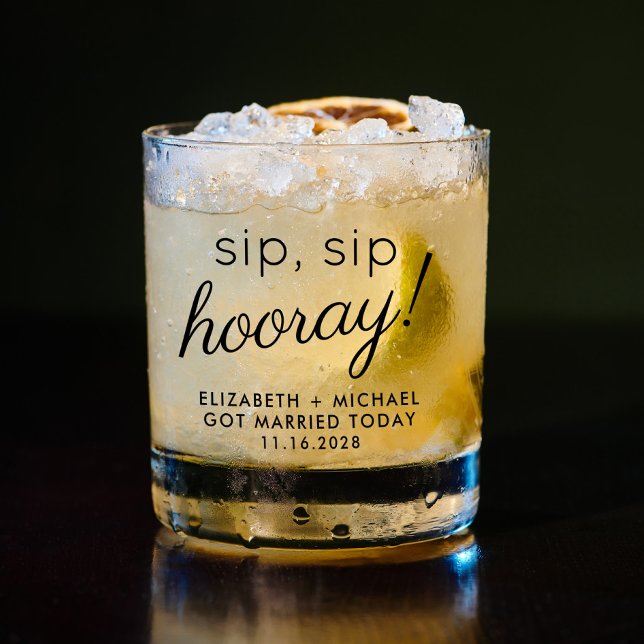 Fun Sip Sip Hooray Wedding Favour Whiskey Glass (Creator Uploaded)