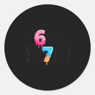 Fun Six Seven 6 7 Meme Design  Classic Round Sticker