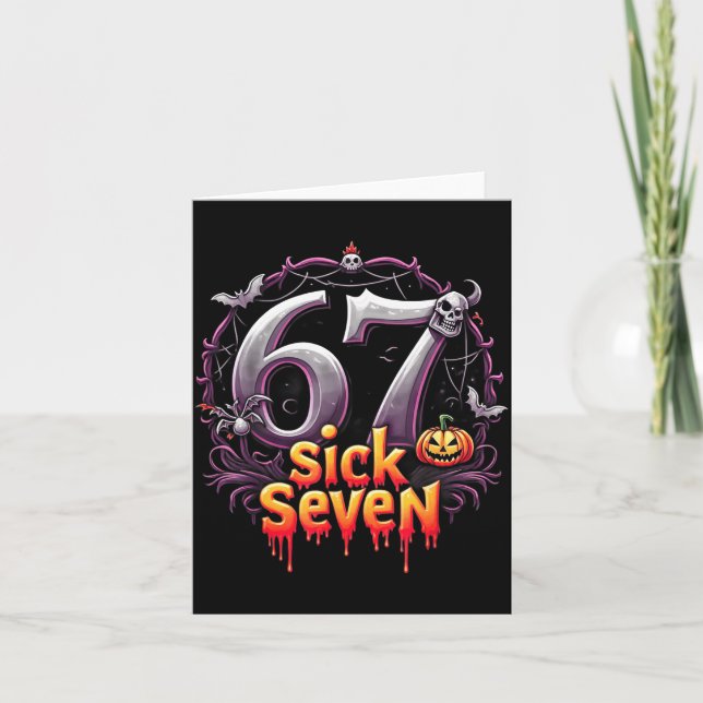 Fun Six Seven 6 7 Meme Design Fun Sick Seven Hallo Card (Front)