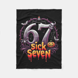Fun Six Seven 6 7 Meme Design Fun Sick Seven Hallo Fleece Blanket