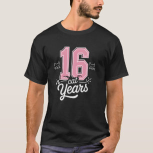 Fun Sixteen in Cat Years Cute 80th Birthday Design T-Shirt