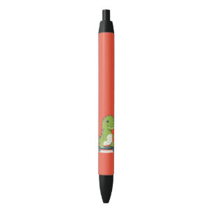 Fun Skateboarding Dinosaur Black Ink Pen