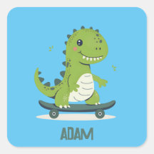 Fun Skateboarding Dinosaur With Kids Name