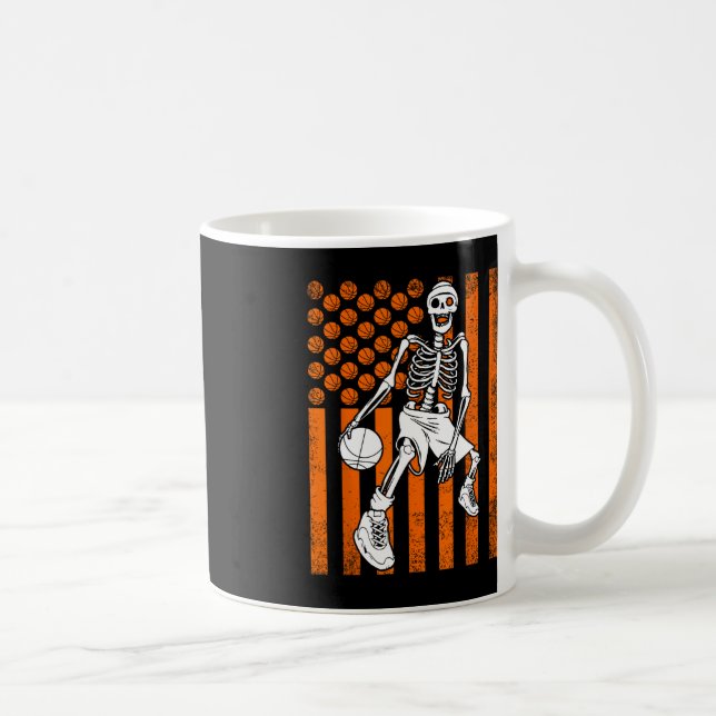 Fun Skeleton Basketball Player USA American Flag V Coffee Mug (Right)