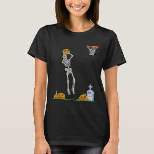 Fun Skeleton Bysketbyll Halloween Pumpkin  T-Shirt
